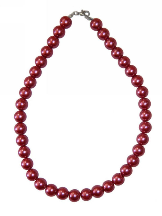 Kostibas Fashion Vergoldete Halskette mit Bordeaux Perlen