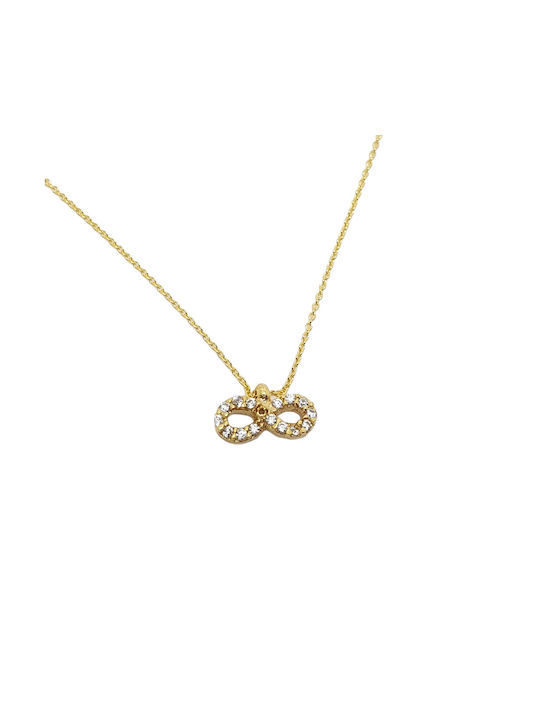 Mentzos Necklace Infinity from Gold 9 K with Zircon