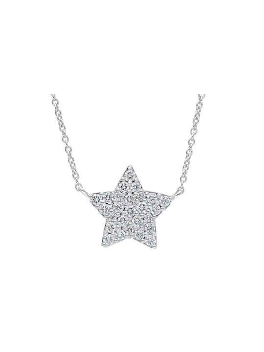 Mentzos Necklace from White Gold 18k with Diamond