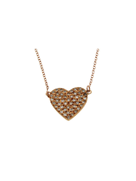 Dimiourgiko Vildiridis Necklace with design Heart from Rose Gold 18k with Diamond