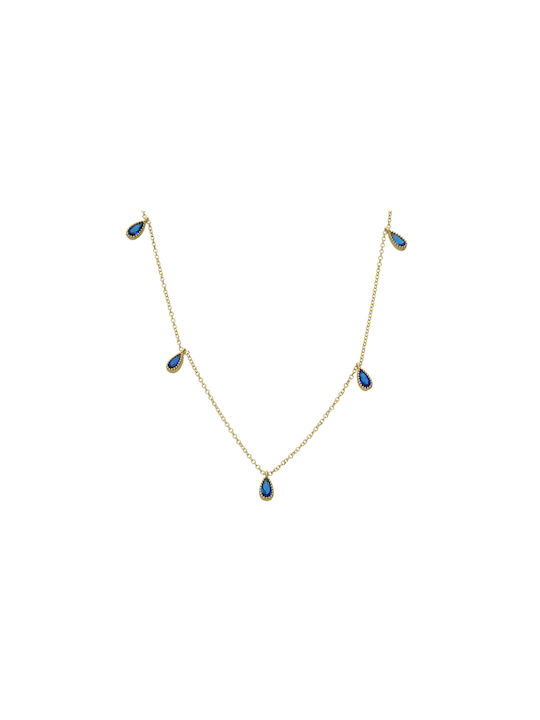 Dimiourgiko Vildiridis Necklace with design Tear from Gold 14K with Zircon