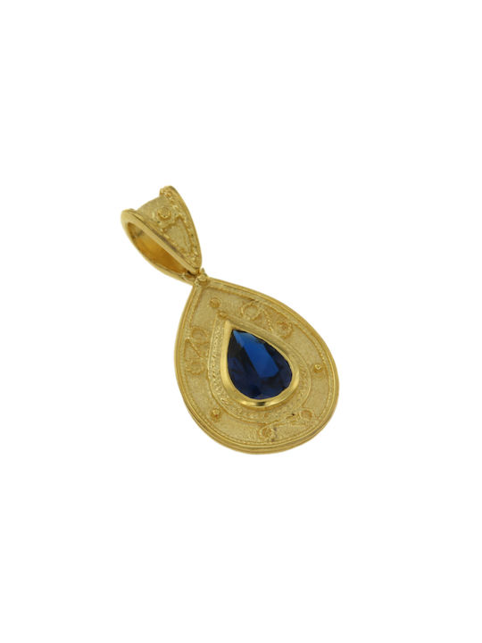 Dimiourgiko Vildiridis Halskette Byzantinisch Amulett aus Vergoldet Silber mit Zirkonia
