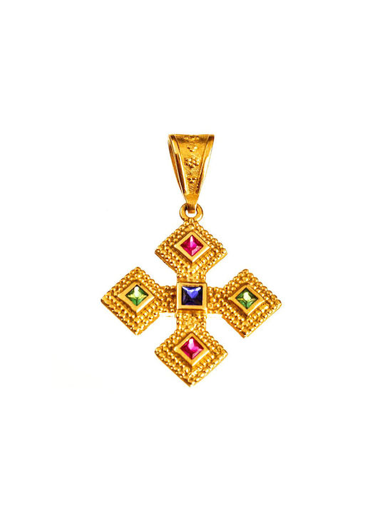 Gatsa Halskette Konstantin Amulett aus Vergoldet Silber mit Zirkonia