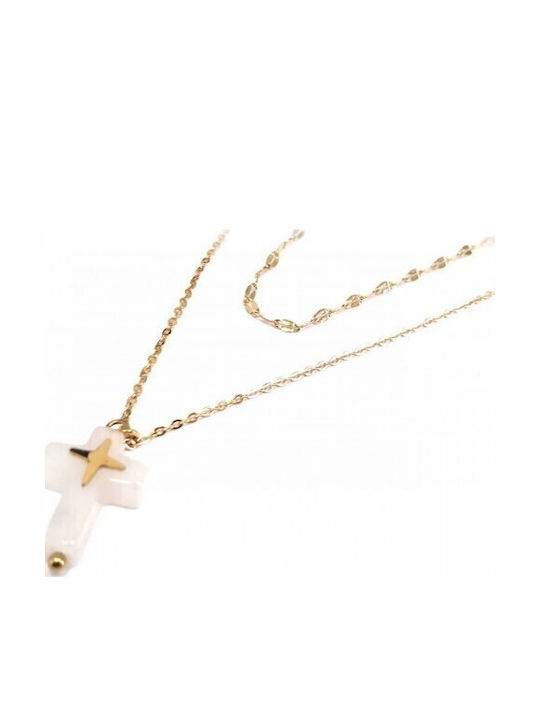 Karma Gifts Kreuz aus Vergoldetem Stahl mit Kette