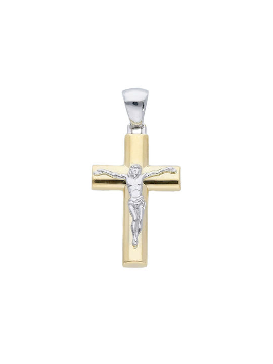 Mentzos Gold Kreuz 14K mit dem Gekreuzigten