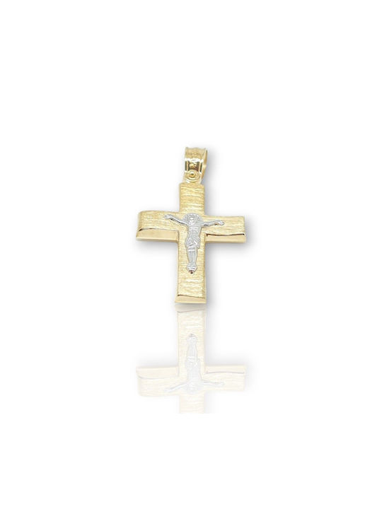 Mentzos Gold Kreuz 14K mit dem Gekreuzigten