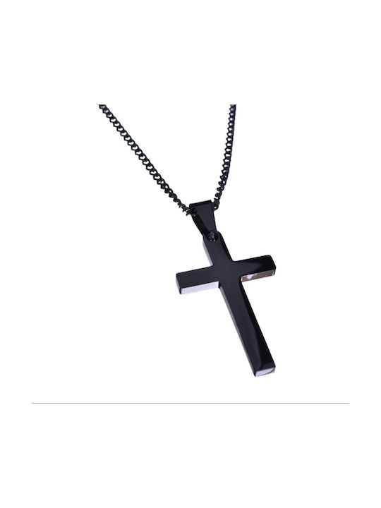 Gatsa Black Men's Cross from Steel with Chain