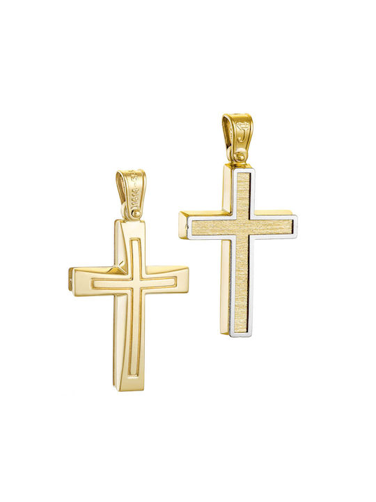 Papoulidis Jewellery Men's Gold Cross 14K Double Sided with Chain