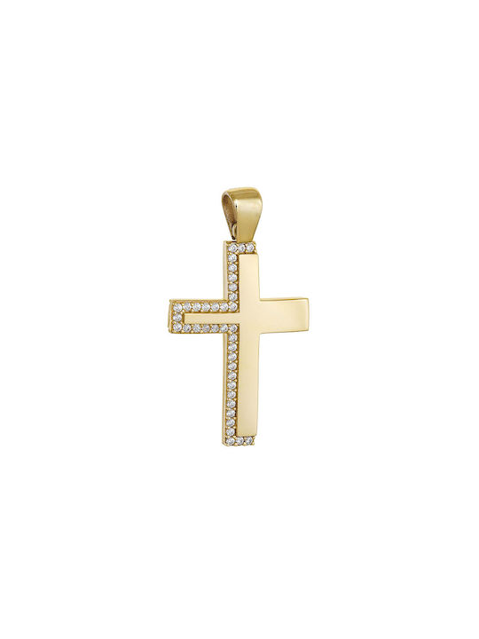 Papoulidis Jewellery Damen Gold Kreuz 14K mit Kette