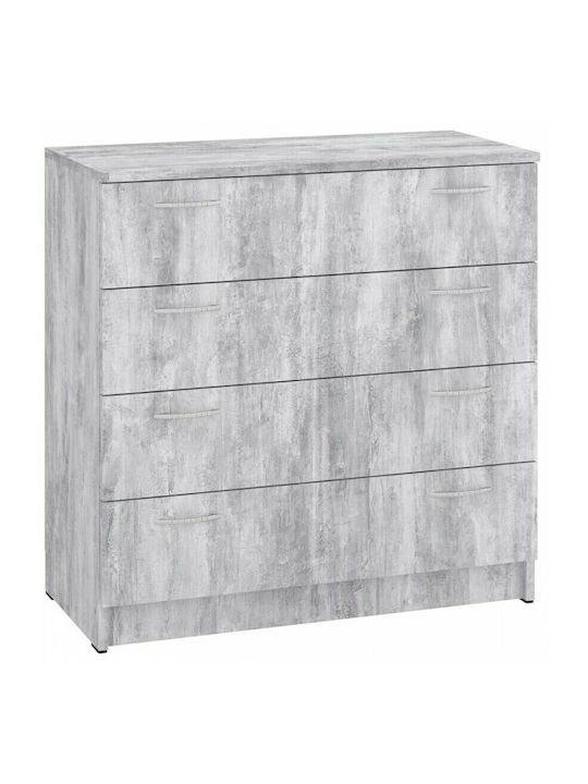 Wooden Chest of Drawers with 4 Drawers Gray 80x38x80cm