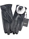 Women's Leather Touch Gloves with Fur Black