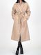 DOT Women's Midi Coat with Belt Beige