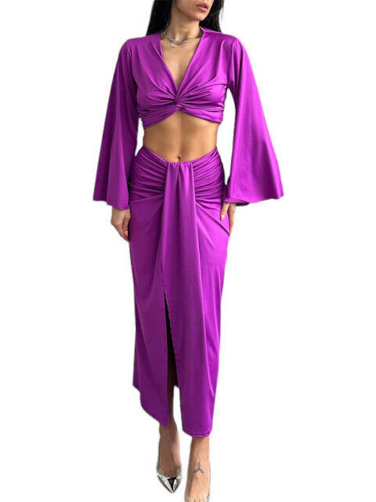 Chica Set mit Midi Rock Lila