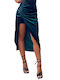 Chica High Waist Midi Skirt in Green color