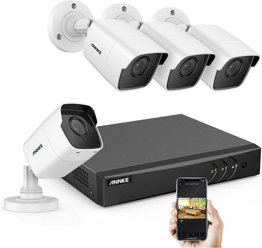 Annke Surveillance System 4 Cameras Cameras Analog with Recorder DVR