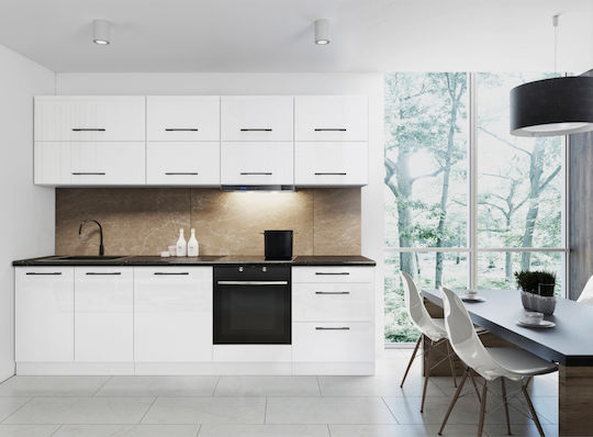 Set Dulapuri de Bucătărie Suspendate & de Podea cu Blat de Lucru Alb 270x60x210buc Set Dulapuri de Bucătărie Suspendate & de Podea cu Blat de Lucru Alb 270x60x210buc