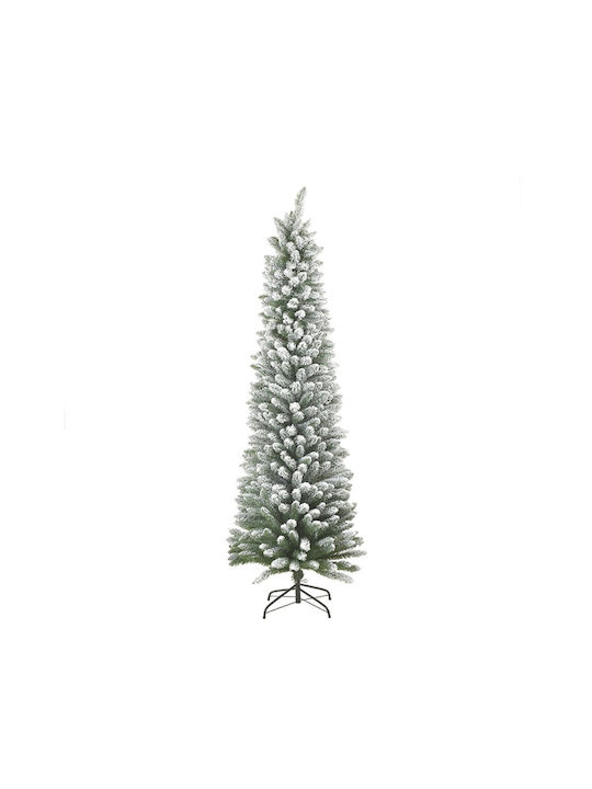 PVC Snowy Christmas Slim White Tree with Metallic Base H210cm