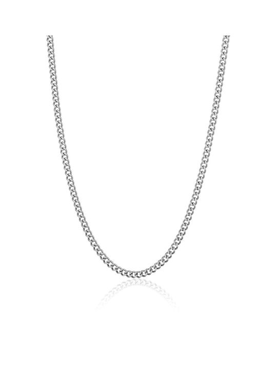 Bijou Box Men's Steel Neck Thin Chain White 60cm