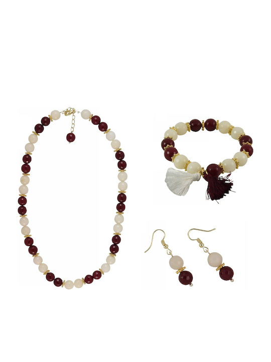 Tatu Moyo Set with Necklace , Earrings & Bracelet with Stones