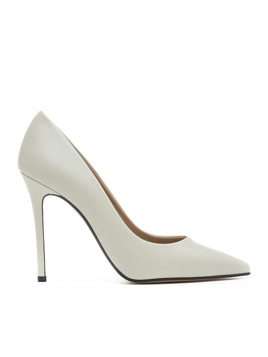 Philippe Lang Leather Pointed Toe White Heels