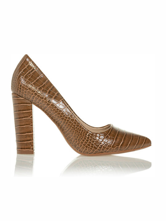 Tsoukalas Pumps mit Chunky hohem Absatz Tabac B...