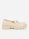 Patent Leather Women's Loafers in Beige Color