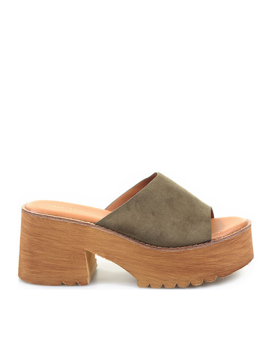Fshoes Suede Mules με Χοντρό Ψηλό Τακούνι σε Πρ...