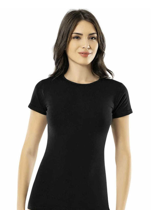Per Mia Donna Kurzärmelig Schwarz Damen T-Shirt