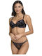 Miss Rosy Lace Underwear Set with Bra & String Black