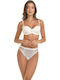 Miss Rosy Lace Underwear Set with Bra & Brazil White