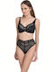 Miss Rosy Lace Underwear Set with Bra & Boxer Black