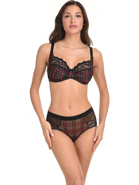 Miss Rosy Lace Underwear Set with Bra & Slip Black