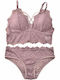 Potre Δαντελένιο Σετ Εσωρούχων Bralette με Slip Μωβ