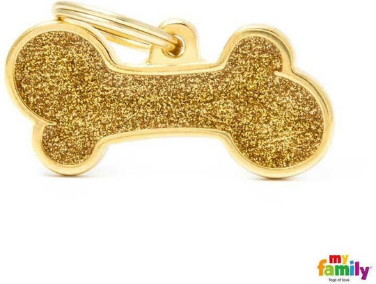 My Family SHINE Dog ID Bone Gold Metal