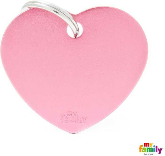 My Family Dog ID Tag Heart Pink Metallic Personalized