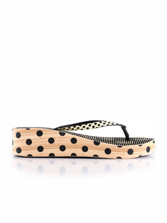Frauen Flip Flops mit Plattform in Beige Farbe