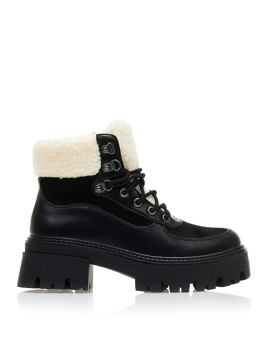 Tsoukalas Suede Women's Ankle Boots with Fur Black
