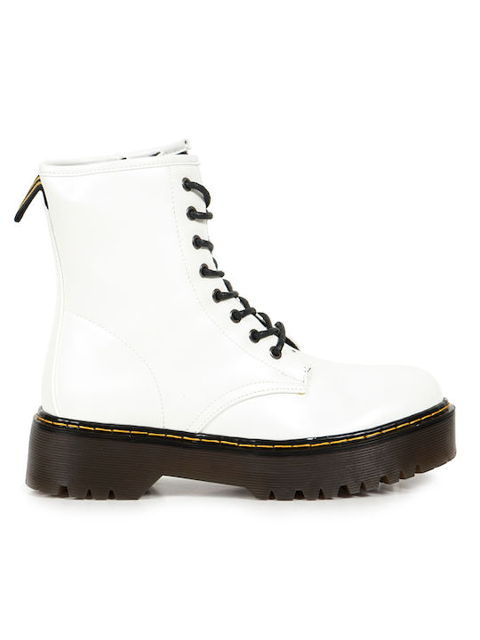 Piazza Shoes Women's Combat Boots White