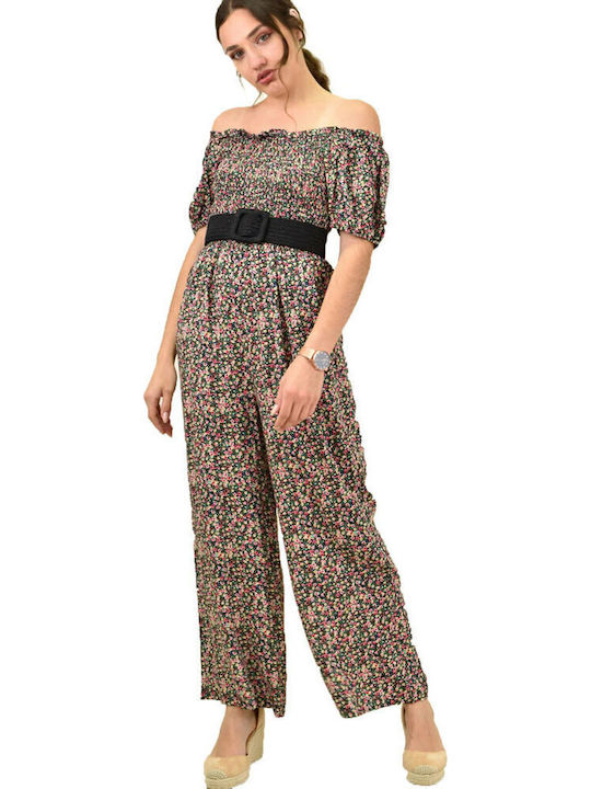 Γυναικεία Off-Shoulder Ολόσωμη Φόρμα Μαύρη