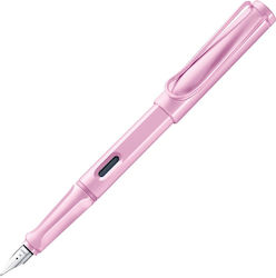 Lamy Safari Schreibfeder Fein Rosa aus Plastik mit Blau Tinte