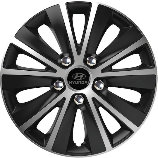 Versaco Car Hubcap Set Rapide NC with Hyundai Emblem 15" 4pcs Silver