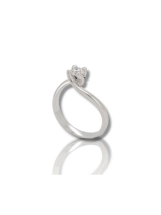 Mentzos Single Stone from White Gold 18K with Diamond