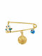 Paraxenies Child Safety Pin made of Gold Plated Silver with Constantinato for Boy