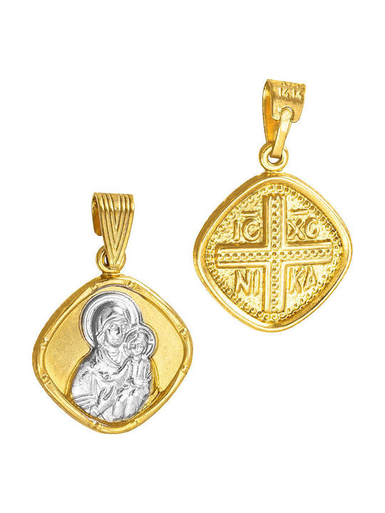 Papoulidis Jewellery Anhänger Kinder Amulett Beidseitig Konstantinato aus Gold 14K FY253