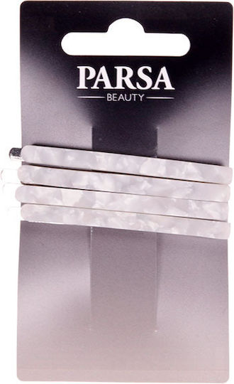 Parsa Σετ Κλιπς για Μαλλιά Λευκό 4τμχ