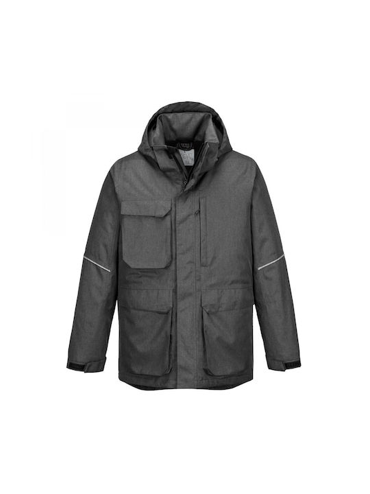 Portwest Waterproof Work Cardigan Hooded Gray