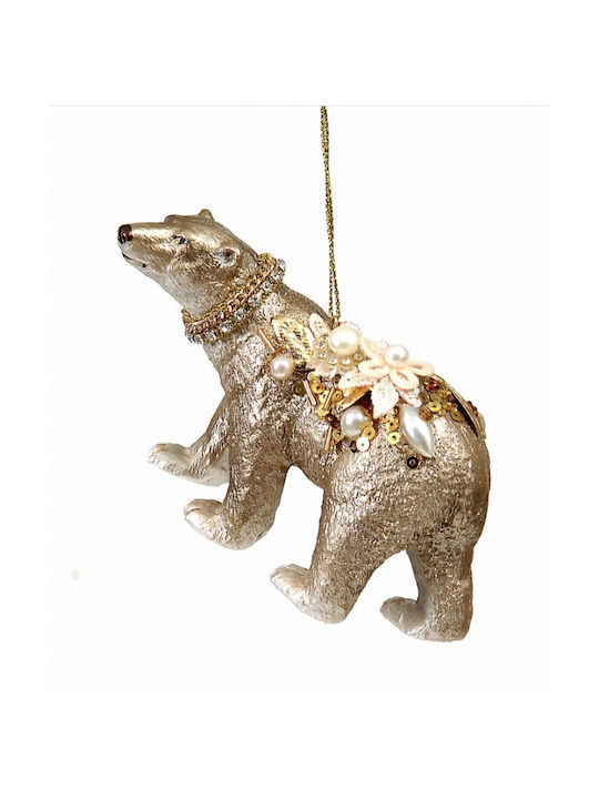 Hanging Ornament Bear Glass Gold