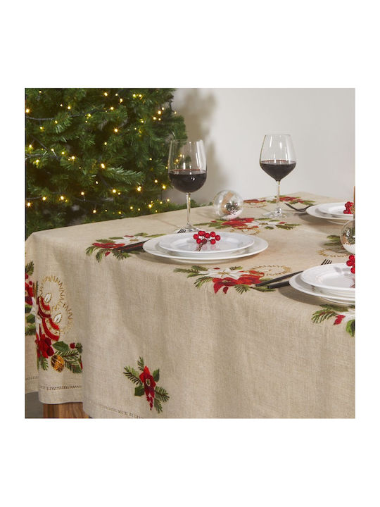 Αιγαίον Christmas Fabric Tablecloth Ornament L180xW140cm