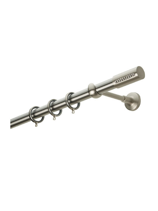 Zogometal Μεταλλικό Κουρτινόξυλο E4135 Μονό Φ25mm 40εκ. Ασημί