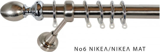 Import Hellas Μεταλλικό Κουρτινόξυλο No6 Μονό Φ25mm 300εκ. Ασημί